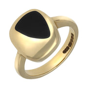 00003727 C W Sellors 9ct Yellow Gold And Whitby Jet Freeform Oblong Shape Ring. R229