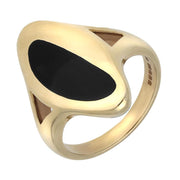 00003717 C W Sellors 9ct Yellow Gold And Whitby Jet Freeform Oval Shape Ring. R225