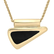 00032776 C W Sellors 9ct Yellow Gold Whitby Jet Freeform Triangular Necklace. P545