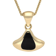 00032753 C W Sellors 9ct Yellow Gold Whitby Jet Fan Shaped Freeform Necklace, P538