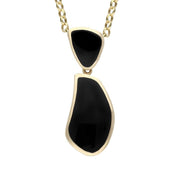 00032215 C W Sellors 9ct Yellow Gold Whitby Jet Two Stone Curved Triangle Necklace, P1002.