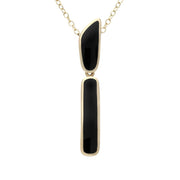 00032218 C W Sellors 9ct Yellow Gold Whitby Jet Two Stone Long Necklace, P1003.