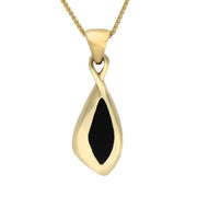 00032780 W Hamond 9ct Yellow Gold Whitby Jet Long Drop Freeform Necklace, P546.