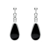 Sterling Silver Whitby Jet Bottle Top Pear Drop Earrings E011