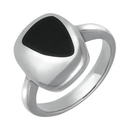 00006577 C W Sellors Sterling Silver Whitby Jet Freeform Oblong Shape Ring. R229