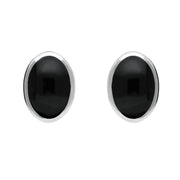 00069563 C W Sellors Silver Whitby Jet Oval Stud Earrings, E098