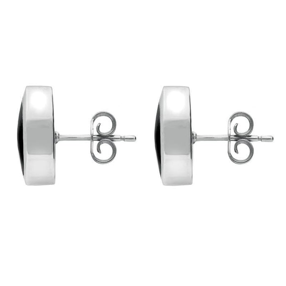 00069563 C W Sellors Silver Whitby Jet Oval Stud Earrings, E098