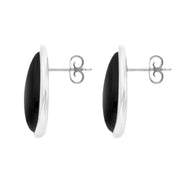 00080008 C W Sellors Sterling Silver Whitby Jet Leaf Shape Stud Earrings, E1306.
