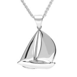 00038822 C W Sellors Sterling Silver Regatta Sail Boat Necklace, P1834.