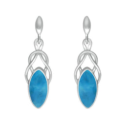 Sterling Silver Turquoise Celtic Twist Drop Stud Earrings E984
