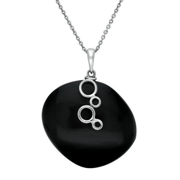 C W Sellors Sterling Silver Whitby Jet Unique Abstract Round Bubble Necklace PUNQ003859