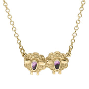 9ct Yellow Gold Blue John Two Sheep Necklace, N1142.