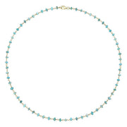 Yellow Gold Plate Turquoise 4mm Bead Chain Link Necklace, N952_16.