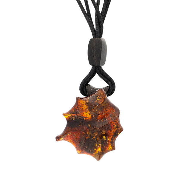 Amber Irregular Multi Strand Leather Necklace D 19.2G