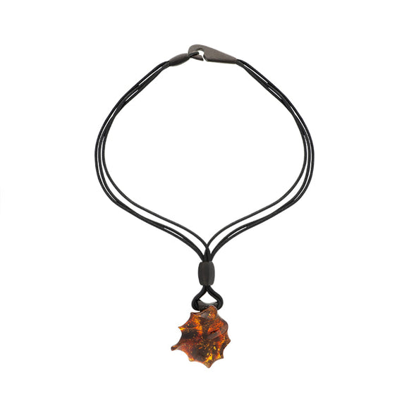 Amber Irregular Multi Strand Leather Necklace D
