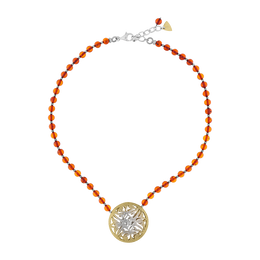 Gold Plated Sterling Silver Amber Beaded Necklace D NUNQ0000051.