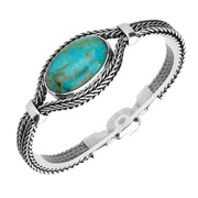 Ster Silver Turquoise Single Stone Oval Foxtail Bracelet. B976.