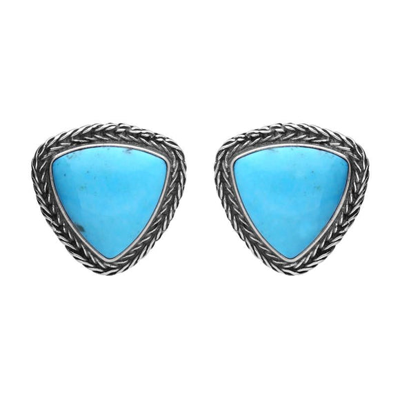 Sterling Silver Turquoise Triangular Large Foxtail Earrings E1843