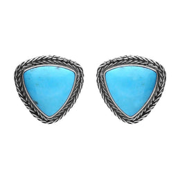 Sterling Silver Turquoise Triangular Large Foxtail Earrings E1843