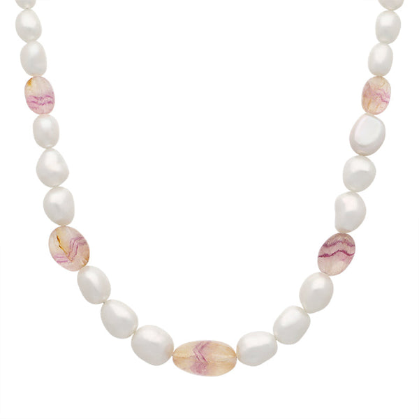 Sterling Silver Blue John Freshwater Pearl Necklace D NUNQ0000688.