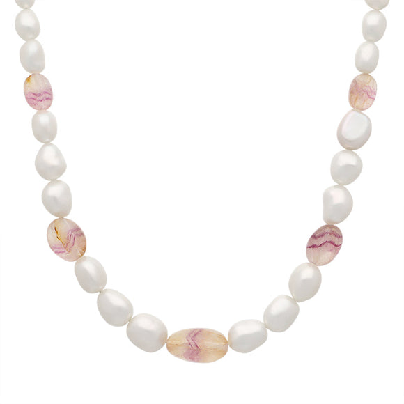 Sterling Silver Blue John Freshwater Pearl Necklace D NUNQ0000688.