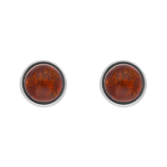 Sterling Silver Amber 4mm Round Earrings, E1734