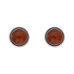 Sterling Silver Amber 4mm Round Earrings, E1734