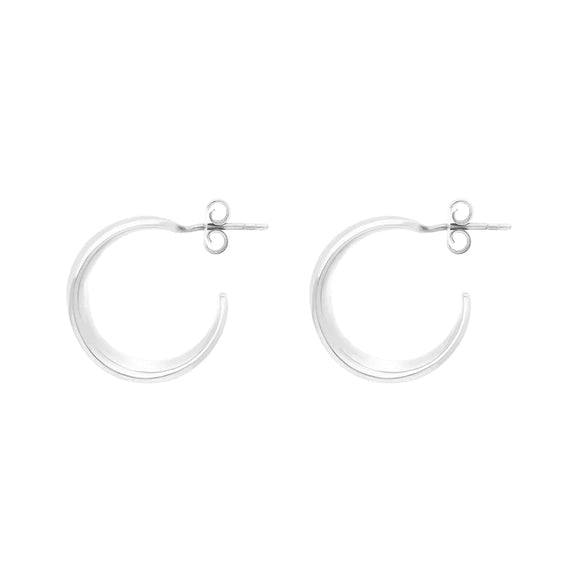 Sterling Silver Concave Hoop Earrings D