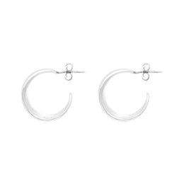 Sterling Silver Concave Hoop Earrings D