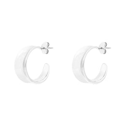 Sterling Silver Concave Hoop Earrings D, P3081.