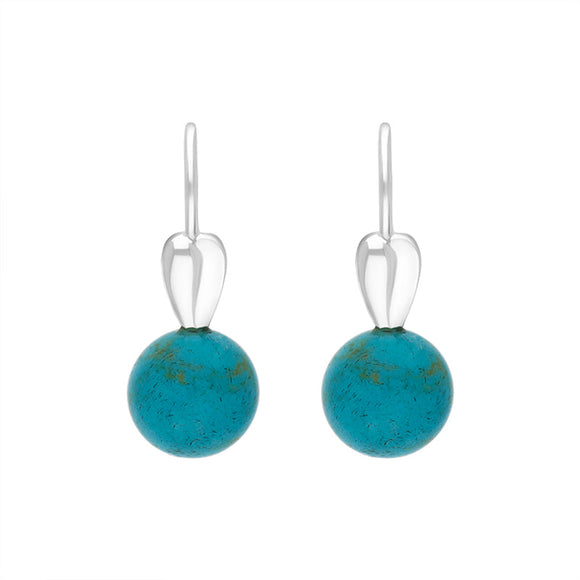 Sterling Silver Turquoise Bead Hook Earrings, E2319.