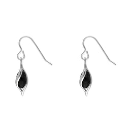 Sterling Silver Whitby Jet Twisted Drop Earrings