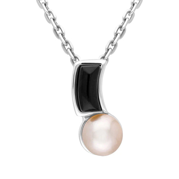 Sterling Silver Whitby Jet Freshwater Pearl Necklace, P2003.
