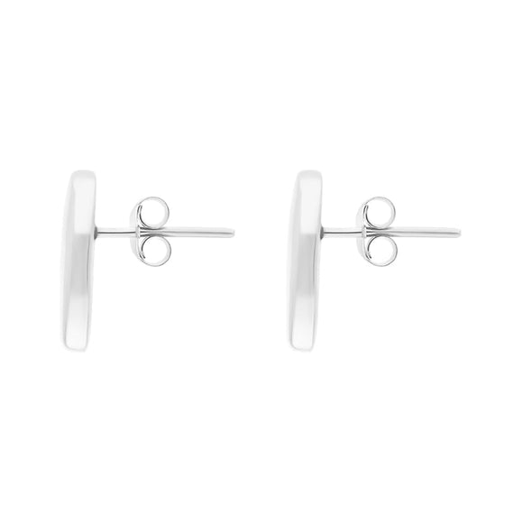 Sterling Silver Whitby Jet Oblong Stud Earrings D