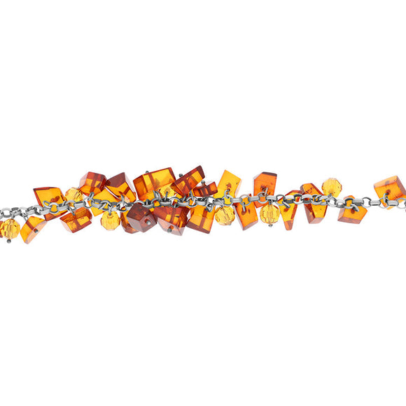 Sterling Silver Amber Chunky Bracelet D