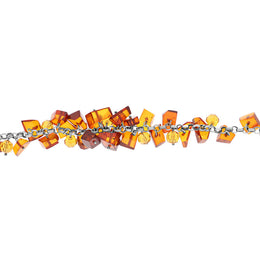 Sterling Silver Amber Chunky Bracelet D