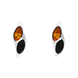 sterling-silver-amber-Whitby-Jet-marquise-stud-Earrings-E1039