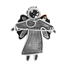 Sterling Silver Amber Angel Brooch Necklace D