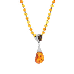 Sterling Silver Amber Beaded Necklace D