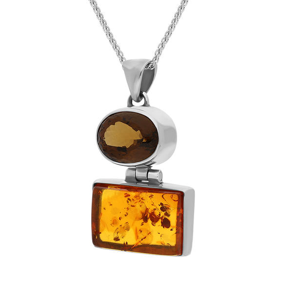 Sterling Silver Amber Beer Quartz Necklace D