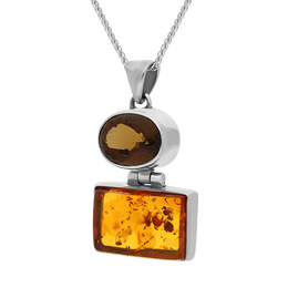 Sterling Silver Amber Beer Quartz Necklace D