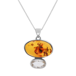 Sterling Silver Amber Blue Quartz Necklace D PUNQ0001080.