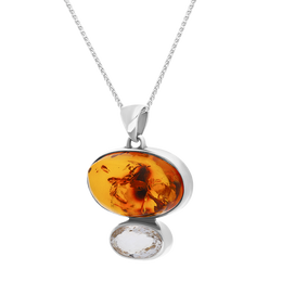 Sterling Silver Amber Blue Quartz Necklace D