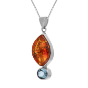Sterling Silver Amber Blue Topaz Marquise Drop Necklace, PUNQ0001102_2.