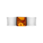 Sterling Silver Amber Chunky Square Ring D R178