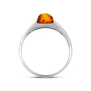 Sterling Silver Amber Chunky Square Ring D