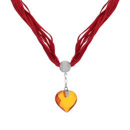 Sterling Silver Amber Pearl Faceted On Silk Necklace D NUNQ0000059.