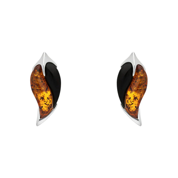 sterling-silver-amber-whitby-jet-leaf-stud-Earrings-E1574