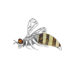 Sterling Silver Baltic Amber Filigree Wings Bee Brooch M362_3