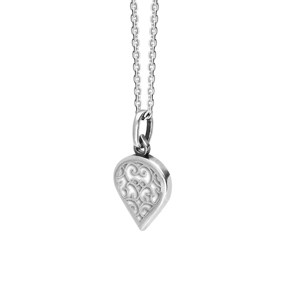Sterling Silver Bauxite Flore Filigree Small Heart Necklace. P3629._2